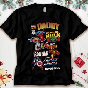 Marvel Avengers Daddy Father's Gift Retro Comic Graphic Unisex Tee Adult T-shirt